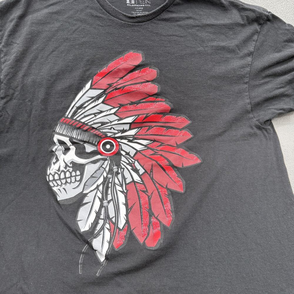 Hard Ten Shirt Mens 2XL Black Skull Tribal Headdress Graphic T-Shirt Tee Tagless - Picture 8 of 8